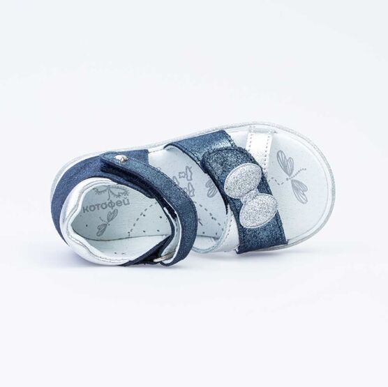 122156-22 Нарядные босоножки для девочки для девочки син-срб фото №4