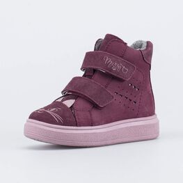 352399-31 Утепленные ботинки на липучках для девочки бордовый