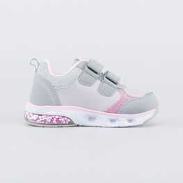344316-74 Всепогодные кроссовки с LED подсветкой и блестками для девочки сер-роз фото №2