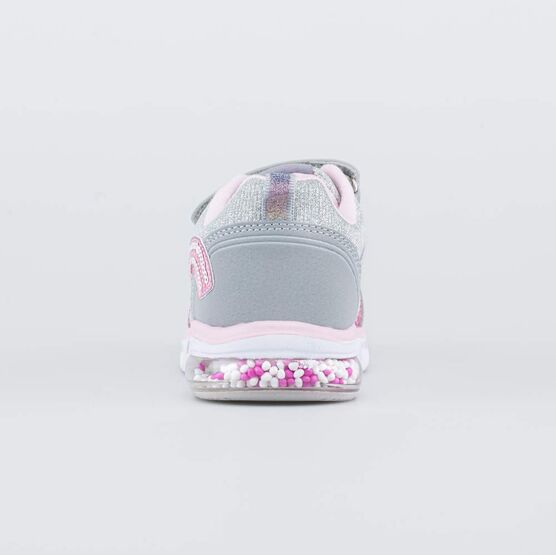 344316-74 Всепогодные кроссовки с LED подсветкой и блестками для девочки сер-роз фото №5
