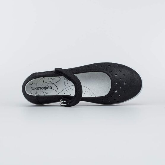 532234-21 Туфли-балетки для девочки черный велюр для девочки черный фото №4