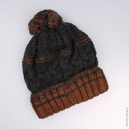 07711073-10 Шапка зимняя серо-коричневая для мальчики сер-кор