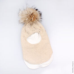 07811089-26 Шлем зимний (80% шерсть) бежевый для девочки бежевый