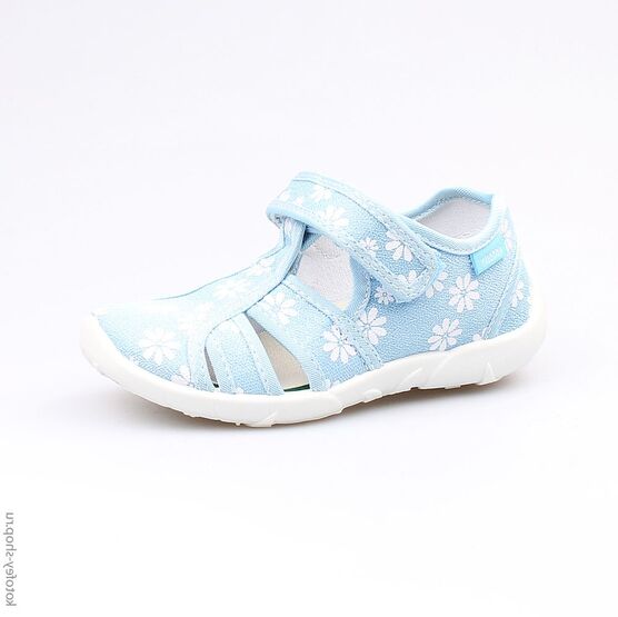421016-11 Босоножки текстильные для девочки голубой