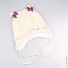 07811089-22 Шапка зимняя (80% шерсть) белая для девочки белый