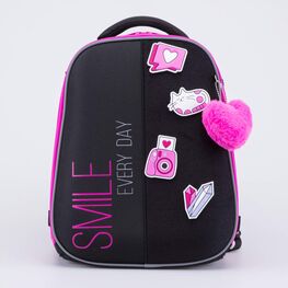 02804381-40 Школьный набор Рюкзак Мешок Пенал КК для девочки черный + розовый фото №2