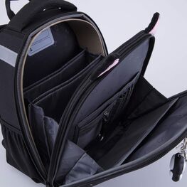 02804382-40 Рюкзак школьный Котик КК для девочки черный + белый фото №4