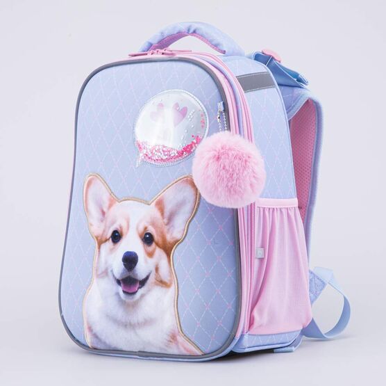 02804384-40 Рюкзак школьный Корги КК для девочки розовый + голубой фото №2