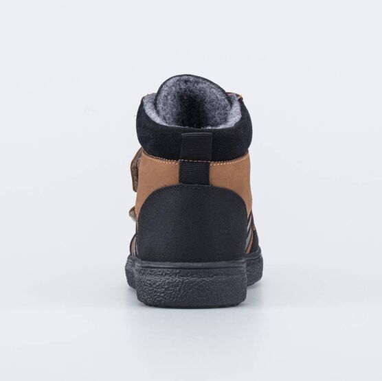 552355-34 Утепленные кожаные ботинки для мальчика для мальчики черный + коричневый фото №5