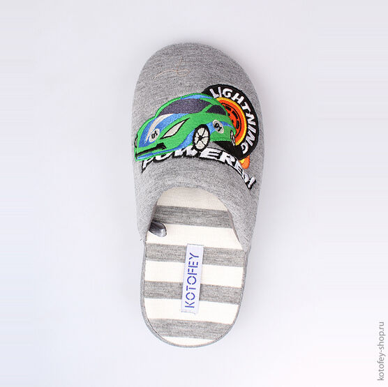 531024-11 Тапочки серые для мальчики серый фото №4