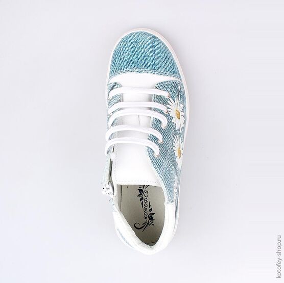 552088-21 Ботинки для девочки син-бел фото №4