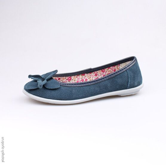 632175-72 Туфли-балетки из велюра для девочки синий