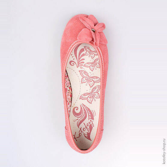 632175-74 Кожаные туфли-балетки для девочки для девочки фуксия фото №4