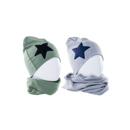 07711069-40 Шапка+снуд на весну серый, 95% хлопок для мальчики серый фото №2