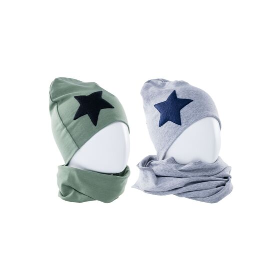 07711069-40 Шапка+снуд на весну серый, 95% хлопок для мальчики серый фото №2