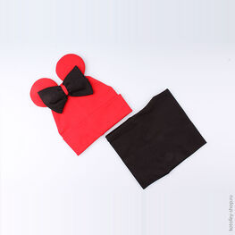 07811073-40 Шапка+снуд на весну, 95% хлопок, красный для девочки красный