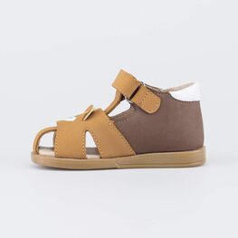 122236-24 Сандалии с регулируемым ремешком Первые шаги для мальчики желтый,коричневый фото №2