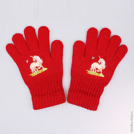 07822088-10 Перчатки однослойные красные для девочки красный