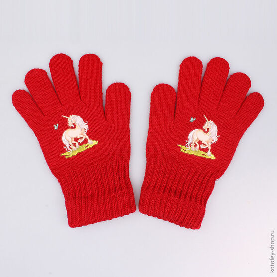 07822088-10 Перчатки однослойные красные для девочки красный