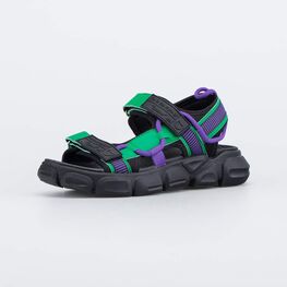724028-19 Пляжные сандалии на липучках для мальчика-подростка для мальчики черный + фиолетовый