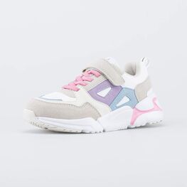 644288-79 Бежевые кроссовки для девочки Контраст для девочки белый + бежевый