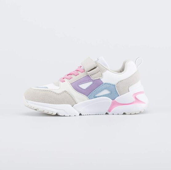 644288-79 Бежевые кроссовки для девочки Контраст для девочки белый + бежевый фото №4