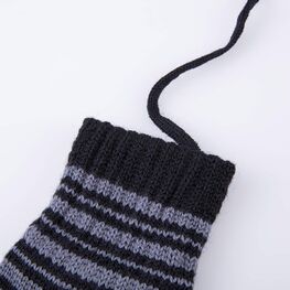 07721231-40 Теплые варежки из шерсти мериноса Полоски черный для мальчики чер-сер фото №2