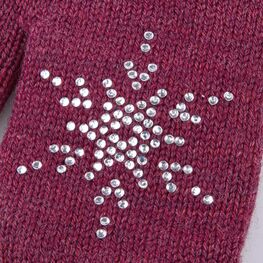 07821237-42 Теплые варежки со стразами бордовый для девочки бордовый фото №2