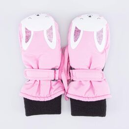 07821146-40 Варежки утепленные Зайка розовый для девочки розовый