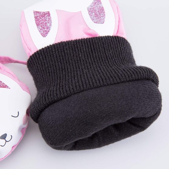 07821146-40 Варежки утепленные Зайка розовый для девочки розовый фото №4