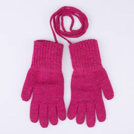 07821222-40 Теплые перчатки из шерсти мериноса малиновый для девочки малиновый