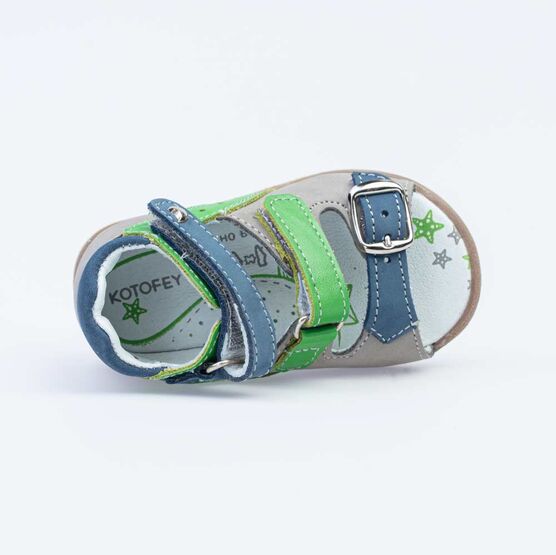 022123-21 Сандалии из натурального нубука для мальчика для мальчики сер-сал фото №4