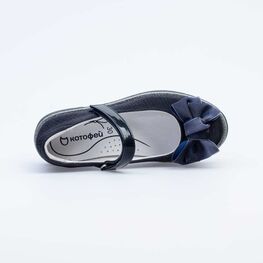 533051-22 Школьные туфли с бантиком для девочки светло-синий фото №4