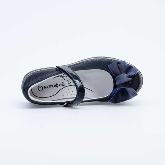 533051-22 Школьные туфли с бантиком для девочки светло-синий фото №4