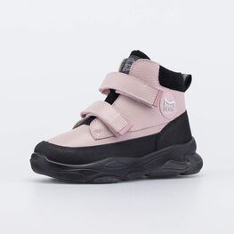 352418-32 Кожаные ботинки утепленные 1936 для девочки розовый + черный