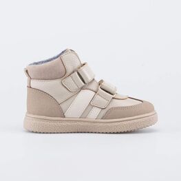 352420-31 Утепленные кожаные ботинки для девочки для девочки бежевый фото №2