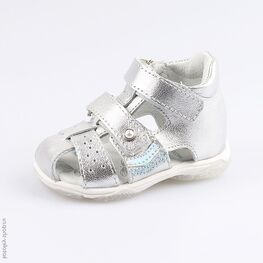 022102-23 Туфли летние для девочки серебрист.