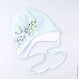 07811089-40 Шапка для девочки, 50% хлопок, голубая для девочки разноцветный