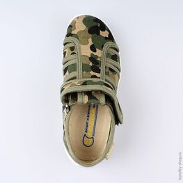 421047-11 Сандалии текстильные для мальчики оли-зел фото №4