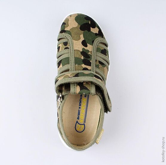 421047-11 Сандалии текстильные для мальчики оли-зел фото №4