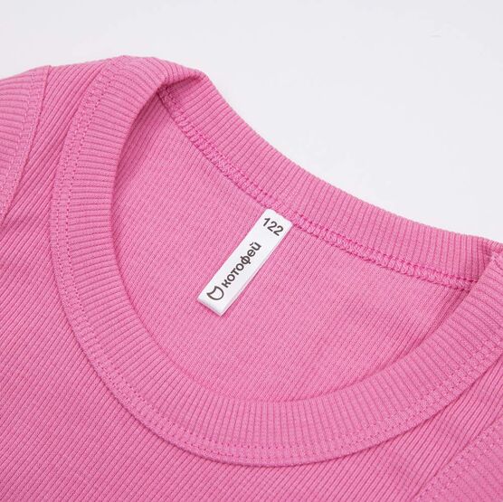 07854052-40 Майка-топ в рубчик для девочки розовый для девочки розовый фото №3