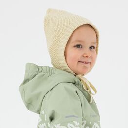 07811982-40 Шапка вязаная Гномик бежевый для девочки бежевый фото №4