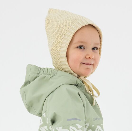 07811982-40 Шапка вязаная Гномик бежевый для девочки бежевый фото №4