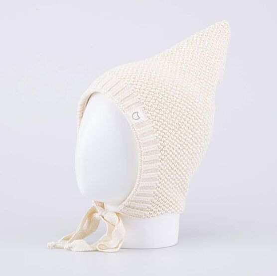 07811982-40 Шапка вязаная Гномик бежевый для девочки бежевый