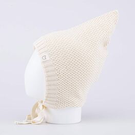 07811982-40 Шапка вязаная Гномик бежевый для девочки бежевый фото №2