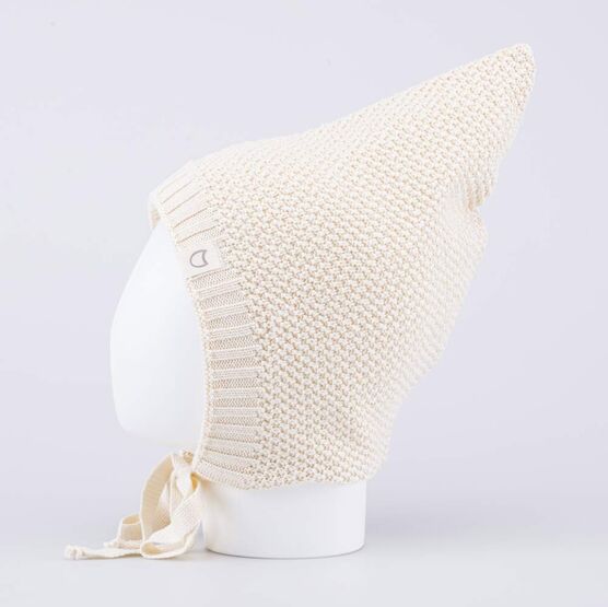 07811982-40 Шапка вязаная Гномик бежевый для девочки бежевый фото №2