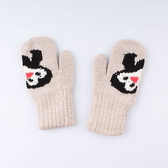 07021129-40 Варежки детские двухслойные бежевые для универсальные бежевый фото №2