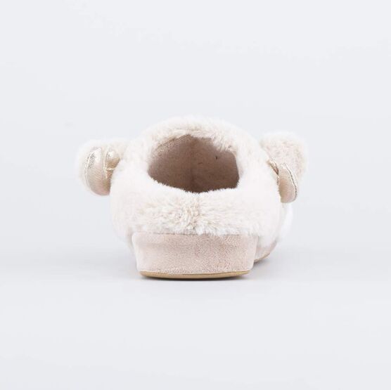 731160-11 Пушистые тапочки для подростков Олени для девочки бежевый фото №5