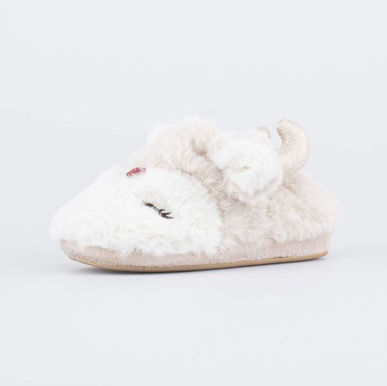 331288-11 Пушистые тапочки для девочки Олени для девочки бежевый