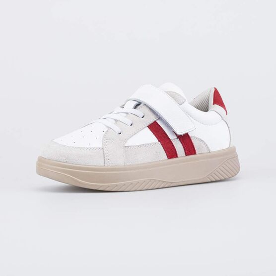 532356-11 Кожаные полуботинки-кеды для девочки для девочки белый,серый